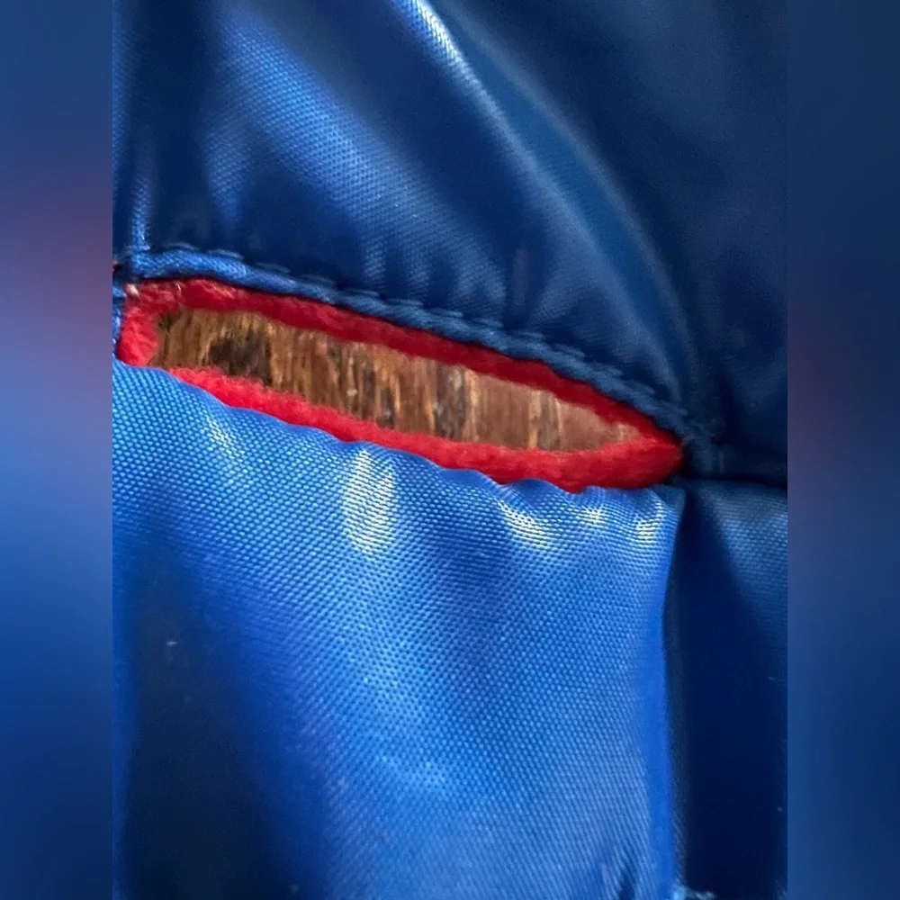 Old Navy dog blue Puffer vest Jacket red fleece reversible size M / L